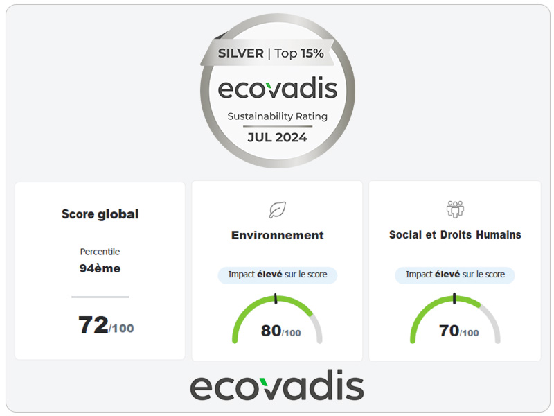 détails de la Médaille d'argent Ecovadis 2024-2025 accordé à Meridies (RSE)