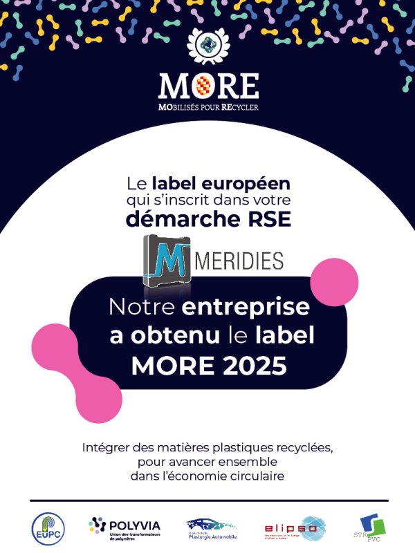 Affiche Label MORE 2025 pour MERIDIES - Mobiliser pour recycler