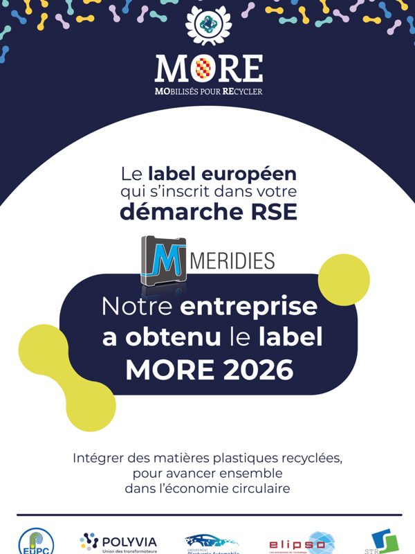 Affiche du label européen LABEL MORE 2026 (Meridies obient à nouveau le label pour 2026)